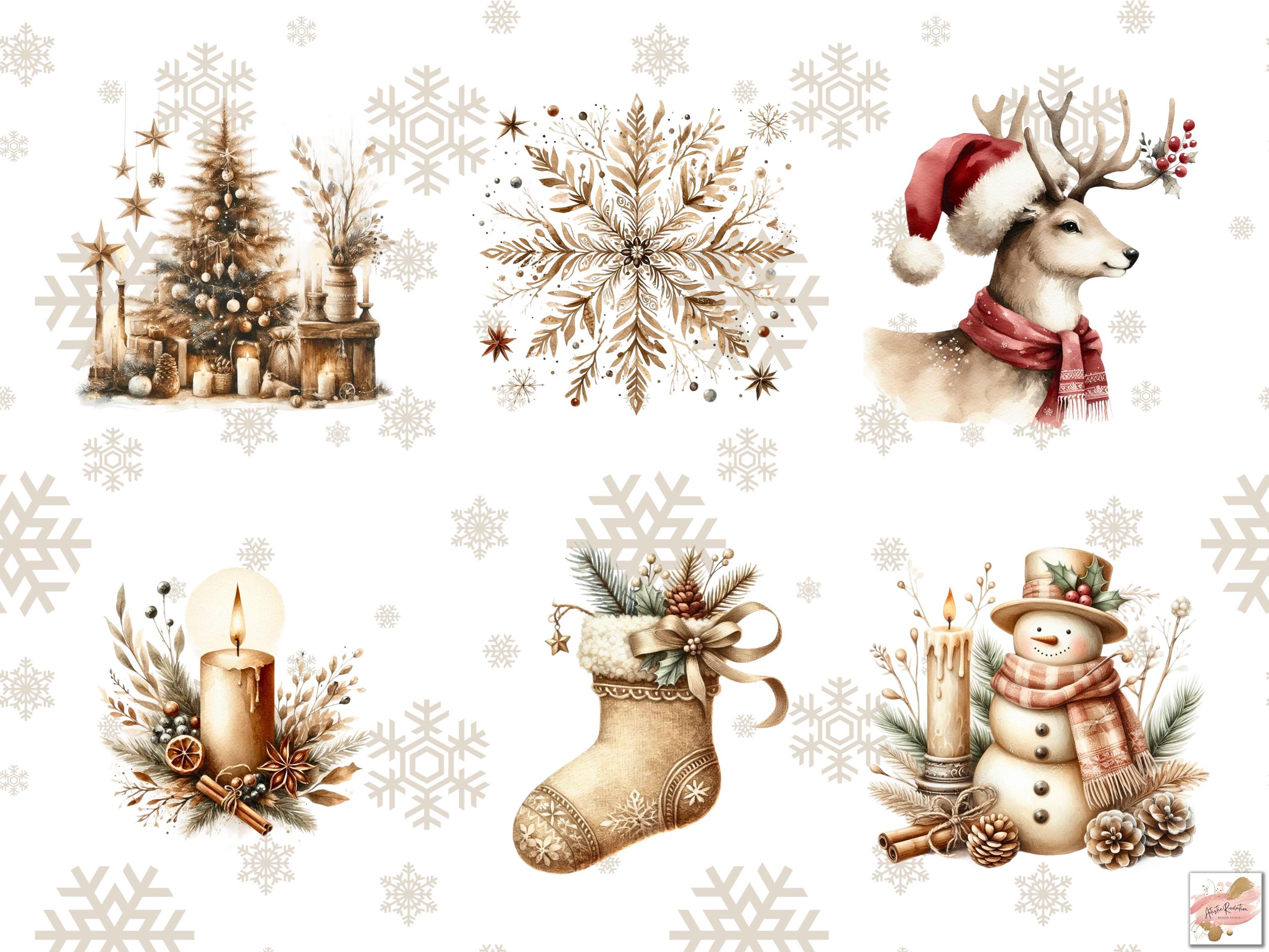 59 Beige Rustic Christmas Clipart Bundle Country Christmas Png Bundle ...