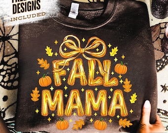 Coquette Fall Mama PNG, Preppy Fall PNG, Glitter Brushstroke Fall PNG Autumn PNG Cozy Fall Shirt Design Diseño de sublimación de otoño de Acción de Gracias