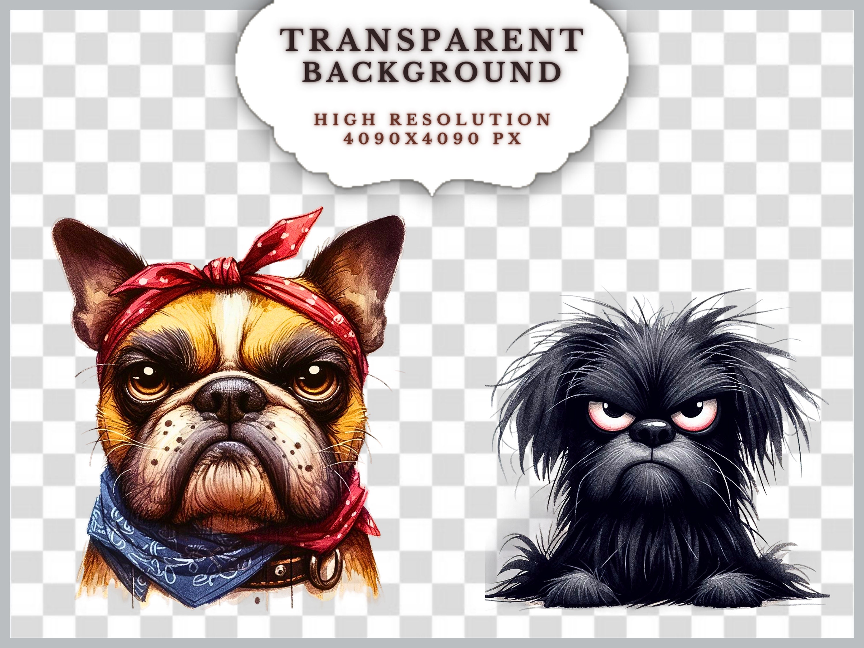 Funny Grumpy Dogs Clipart Bundle, Cute Funny Dog Png Bundle, Watercolor ...