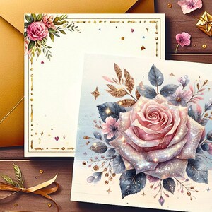 Glitter Roses Clipart Bundle, Watercolor Glitter Flowers Clipart ...
