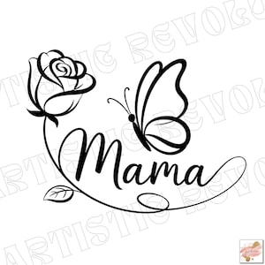 Niedliche Blumen-Mama-Mama-Svg-Png, Mutter-Tag-Svg, Mama-Leben-Svg-Png, gesegnete Mama-Svg, Mama-T-Shirt-Designs, Rosen-Schmetterlings-Mama-Svg-Png