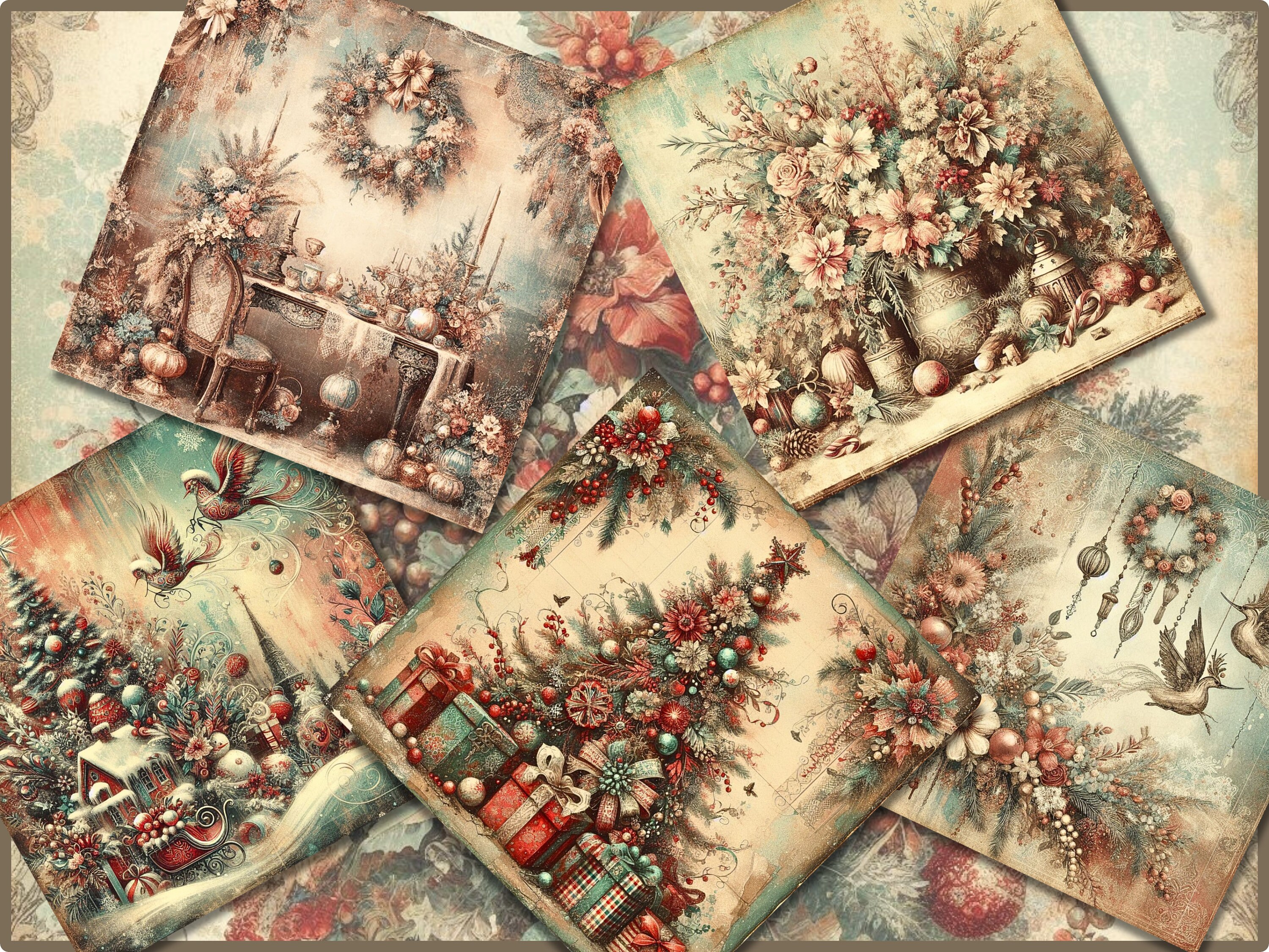 Classic Vintage Christmas Junk Journal Kit Printable Journal Pages ...