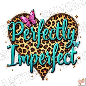 Frase inspiradora PNG, Estampado de leopardo y guepardo, Camiseta motivacional PNG, Diseño perfectamente imperfecto PNG, Png digital