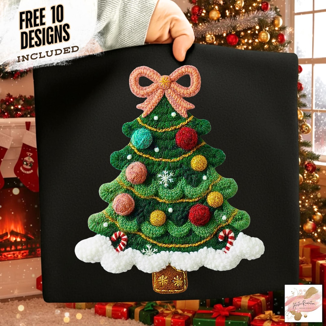 フェイクヤーンのクリスマスツリー PNG、編み物のクリスマスツリー PNG
