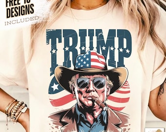 Western Trump Png, Patriotic Trump Shirt Design Retro USA Png, 4th of July Png,  USA Sublimaiton Png, Preppy Memorial Day png, America png