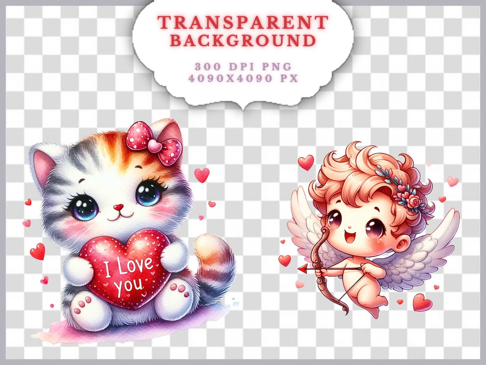 50 Cute Kawaii Valentine Clipart Bundle, Cute Valentine Png Bundle ...