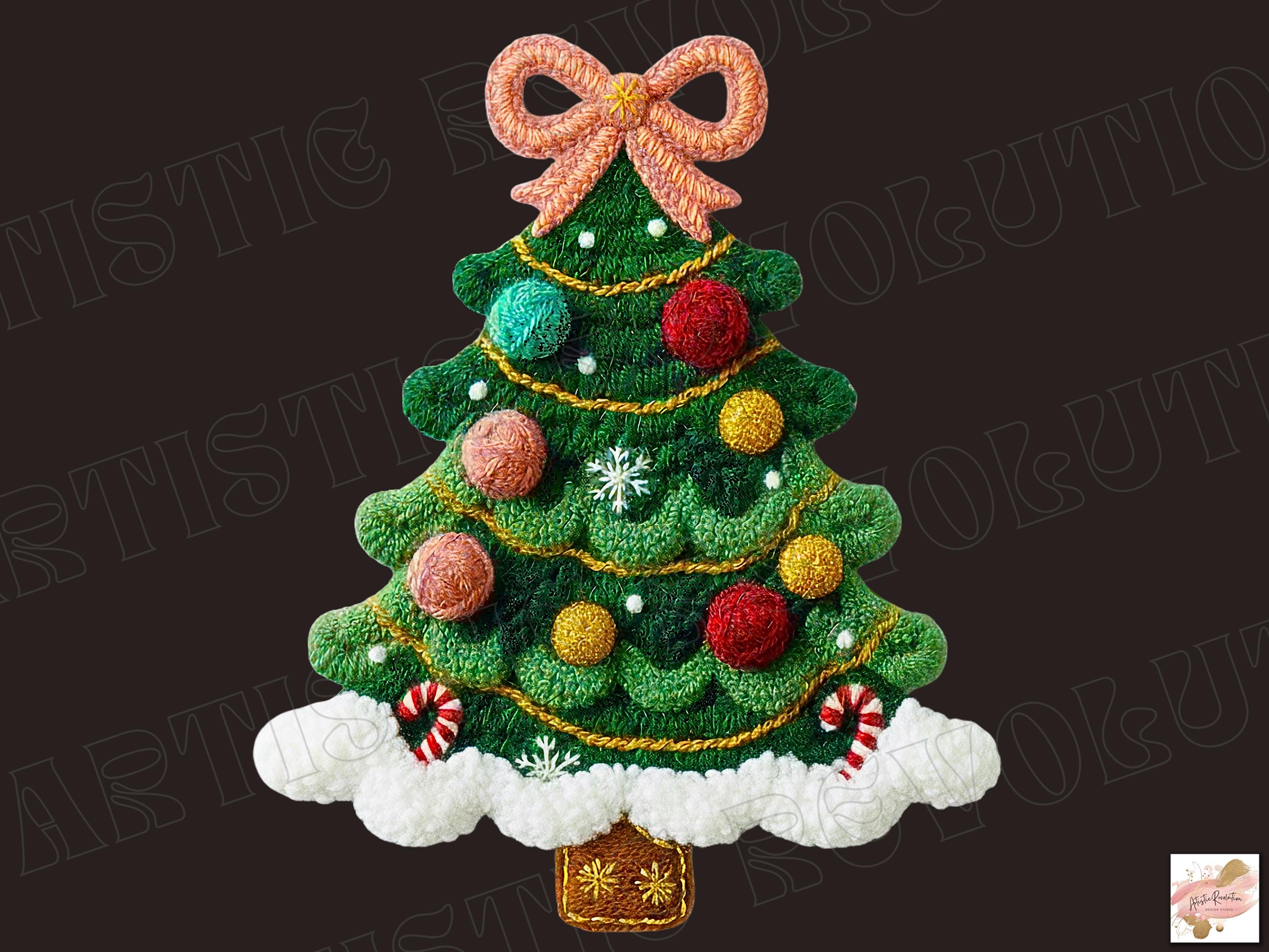 フェイクヤーンのクリスマスツリー PNG、編み物のクリスマスツリー PNG