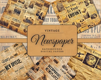 49 Newspaper Backgrounds, Newspaper Digital Paper, Typography