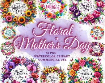 Paquete de 58 imágenes PNG de coronas para el Día de la Madre Paquete de imágenes prediseñadas para el Día de la Madre Imágenes PNG de mamás florales Imágenes PNG de mamás florales Diseños de sublimación para madres florales