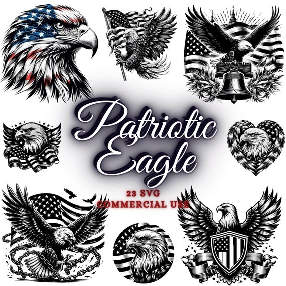 American Flag Eagle SVG, 4th of July SVG Bundle, Patriotic SVG, American Bald Eagle Sublimation, Usa Patriotic Svg, Eagle Design