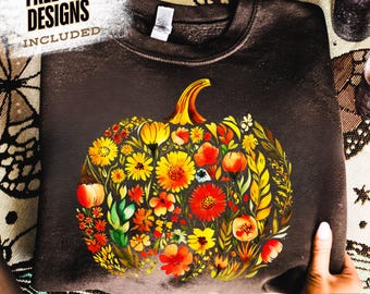Chinoiserie Pumpkin png, Floral Fall png, Floral Fall Pumpkin png, Toile De Jouy Pumpkin png, Fall Sublimation, Pumpkin Shirt Png design