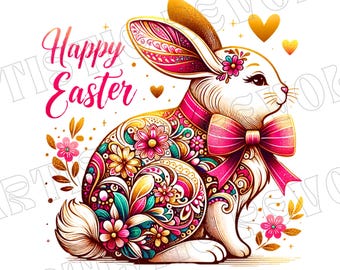Happy Easter png, Bunny Easter Coquette Png, Watercolor Floral Easter Bunny Png, Easter Coquette Bow png, Girly Easter Png, Spring shirt Png