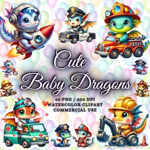 40 枚の水彩画の赤ちゃんドラゴンのクリップアート バンドル、かわいい赤ちゃんドラゴンの PNG クリップアート、ドラゴンの水彩画のクリップアート、ファンタジー ドラゴンのクリップアート かわいいドラゴンの PNG