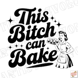 Diese Hündin kann PNG, trendige Vintage Retro Hausfrau Lustig sarkastisch Erwachsene Humor Sublimationsdesign T-Shirt Becher Tote Becher Aufkleber png backen