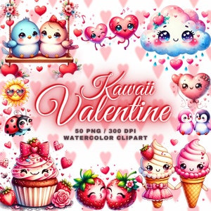 50 süße Kawaii Valentinstag Clipart Bundle, süße Valentinstag Png Bundle, süße Liebe Clipart Bundle, süße Kawaii Clipart Bundle, süße Kawaii Png