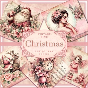 100 Weihnachten Junk Journal Kit Rosa Weihnachten Junk Journal Printables Weihnachten Junk Journal Seiten Vintage Weihnachten Junk Journal Printable