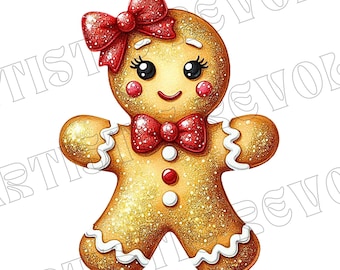 Coquette Gingerbread Christmas png Glitter Gingerbread png Christmas png Retro Vintage png Holiday Gingerbread clipart Gingerbread Girl png
