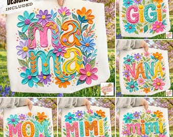 Floral Mama Png-Bundle, Pinselstrich Mama Png, Muttertag Png, Nana Png, Gigi Png, Mimi Png, Mama Png, Mama Png, Sublimationsentwürfe