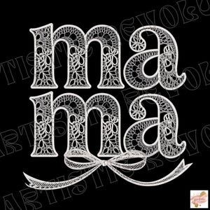 Lace Mama Coquette Png, Mama Png, Floral Mama Chinoiserie Png, Mama Varsity Png, Mothers Day Png, Gift for Mom, Lace Coquette Bow Png