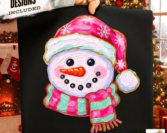 Hand-painted Retro Snowman Christmas Png, Preppy Brushstroke Christmas Png Vintage Christmas Snowman PNG, Holiday Sublimation Shirt Design