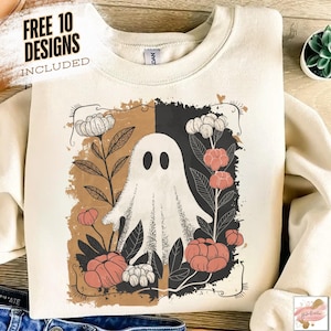 Halloween fall Ghost boho Png, girly Pink Pumpkin Png, Boho Floral Fall Png, Halloween Png, Autumn Vibes Png, Spooky Season Png popular now