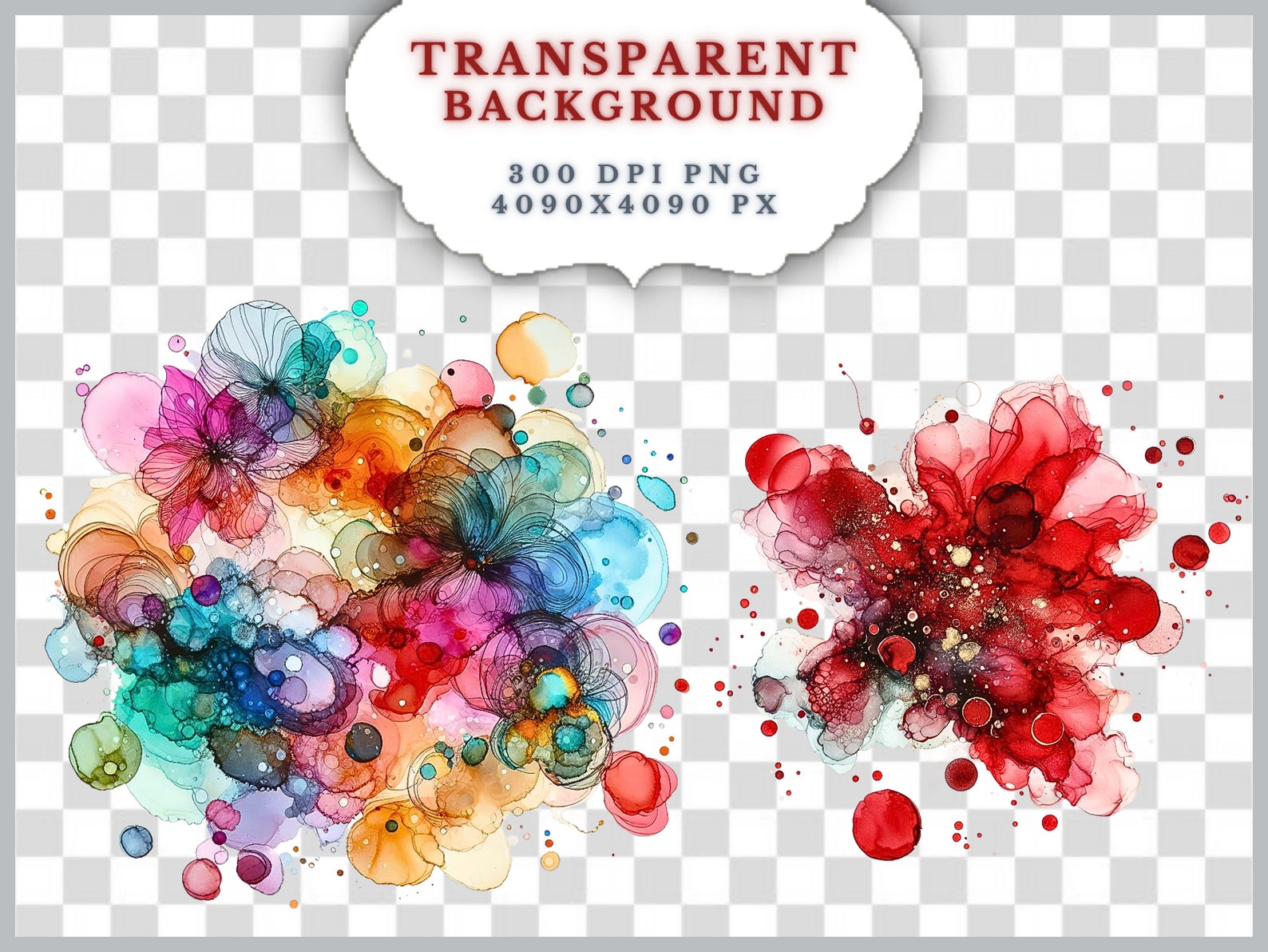 Alcohol Ink Splashes 64 Alcohol Ink Splashes Clipart Bundle, Watercolor Splash Png ...