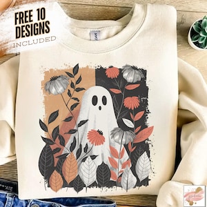 Halloween fall Ghost boho Png, girly Pink Pumpkin Png, Boho Floral Fall Png, Halloween Png, Autumn Vibes Png, Spooky Season Png popular now