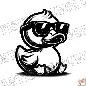 Rubber Duck With Sunglasses Svg & Png, Duck Clipart Rubber Duck Vector Image Funny Duck Silhouette Bird Svg Sublimation Design Bird Cut File