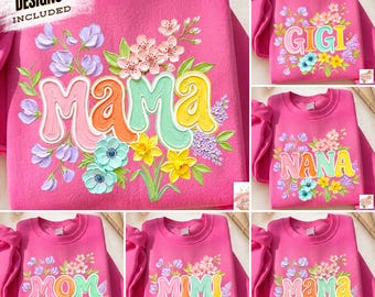 Floral Mom Png Bundle, Pinselstrich Mama Png, Muttertag Png, Nana Png, Gigi Png, Mimi Png, Mama Png, Mama Png, Sublimationsentwürfe