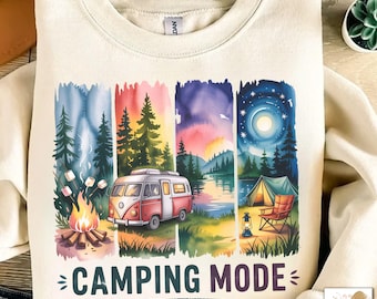 Pinceladas de camping PNG, verano retro PNG, aventura familiar, diseño de sublimación, exteriores, diseño de camiseta de camping, estilo camping vintage