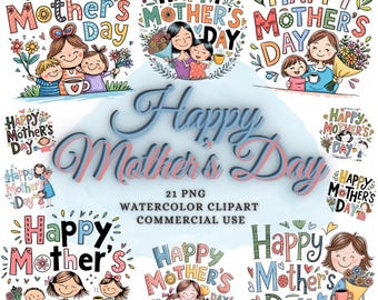 21 glücklicher Muttertag Png-Bundle, glücklicher Muttertag Clipart-Bundle, Mutterschaft Clipart, Mama und Kind PNG Mutter Sublimation Designs Mama Tag