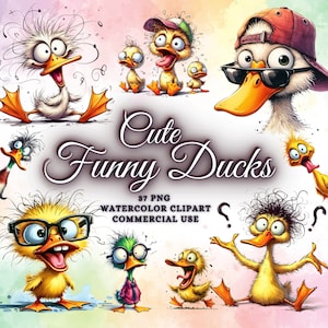 37 Cute Funny Duck Clipart Bundle, Funny Cute Bird Png Bundle, Watercolor Birds Clipart Png, Funny Birds Sublimation Png, Funny Animals Png