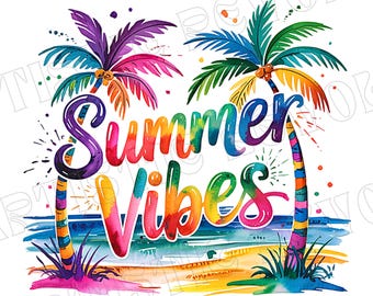 Summer Vibes png, Preppy Beach png, Beach vibes Brushstroke Png, Aesthetic Summer png, Trendy Summer Png, Summer Shirt Sublimation Design