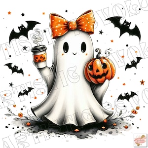 Lindo fantasma png, Halloween png, café png, bougie png, bougie fantasma, aquí para los abucheos, pegatina png, taza png, Tendencia png, vaina, dtf, png