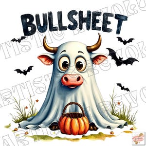 Bull Sheet PNG, Funny Halloween Png, Bull Png, Ghost Cows Png, Funny Cow Png, Fall Png, Cow Lover Png, Spooky Season Png Sublimation Designs