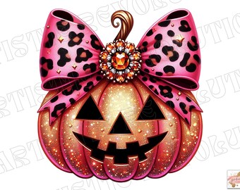 Pink Leopard Coquette Bow Pumpkin Png, Sparkly Pumpkin Png, Fall Shirt Design, Fall Sublimation Pumpkin Patch Png Thanksgiving Png Fall Png