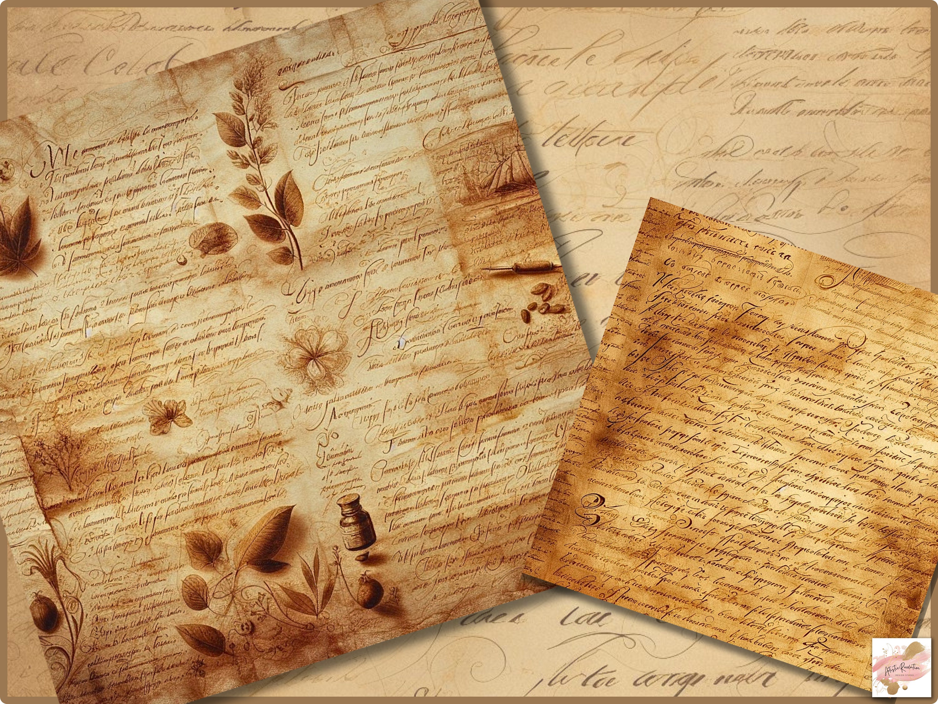 Old Handwriting Junk Journal Pages, Old Handwritten Letters Vintage Old