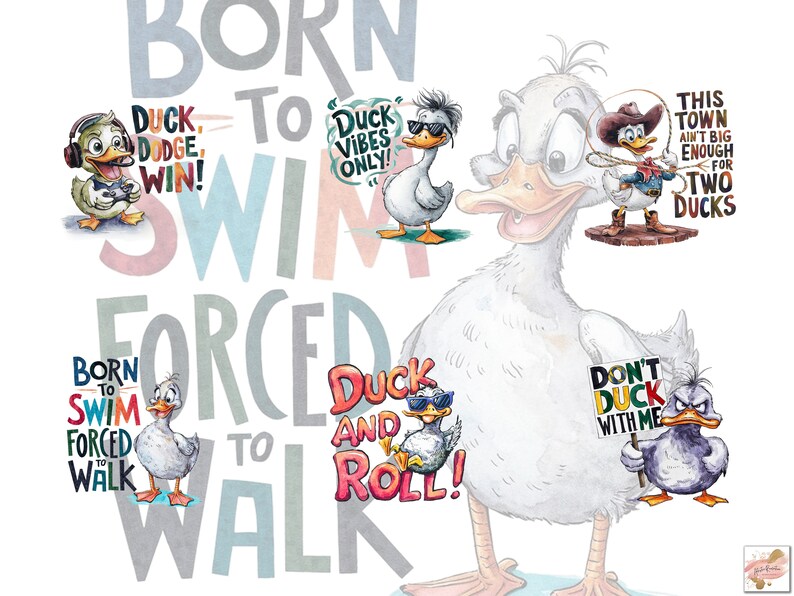 43 Funny Quotes Duck Clipart Bundle, Cute Bird Png Bundle, Watercolor Birds Clipart Png, Funny Birds Sublimation Png, Funny Quotes Bundle image 7