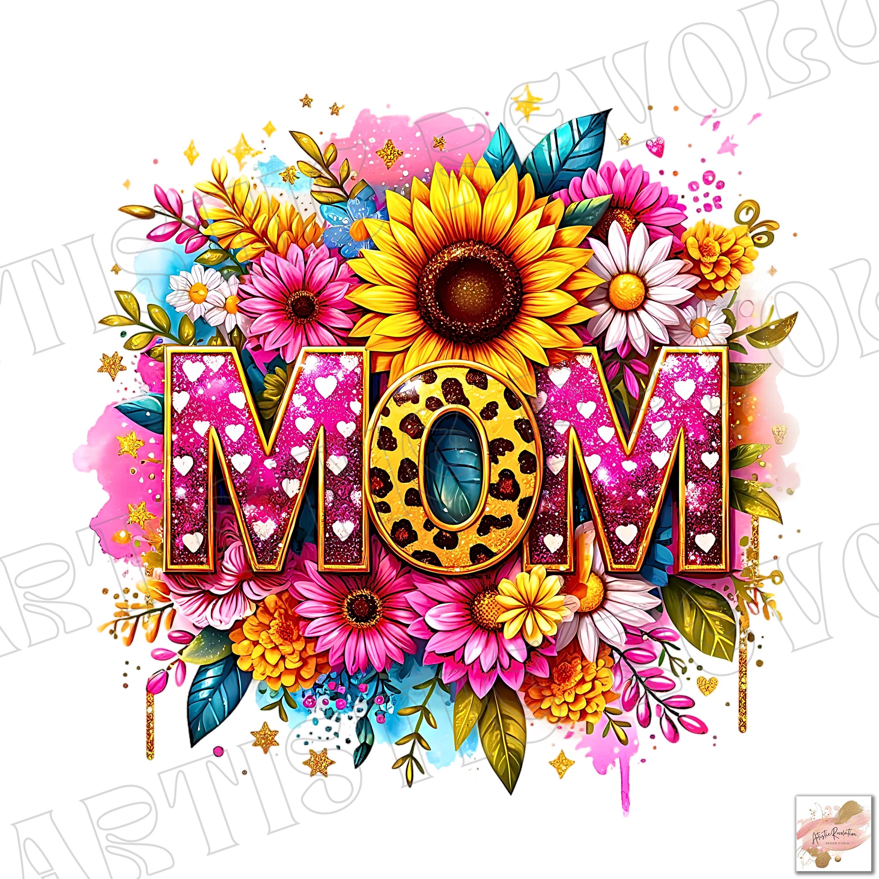 シェルmama様　オーダー品 Floral Mama PNG, Mothers Day PNG, Watercolor Mama Png,leopard