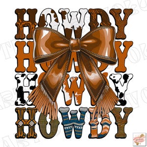 Western Cowgirl Howdy png, Brown Leather Bow png, Western Mama Design, Western Sublimation Shirt Design, Cowgirl Png, Coquette Cowgirl png