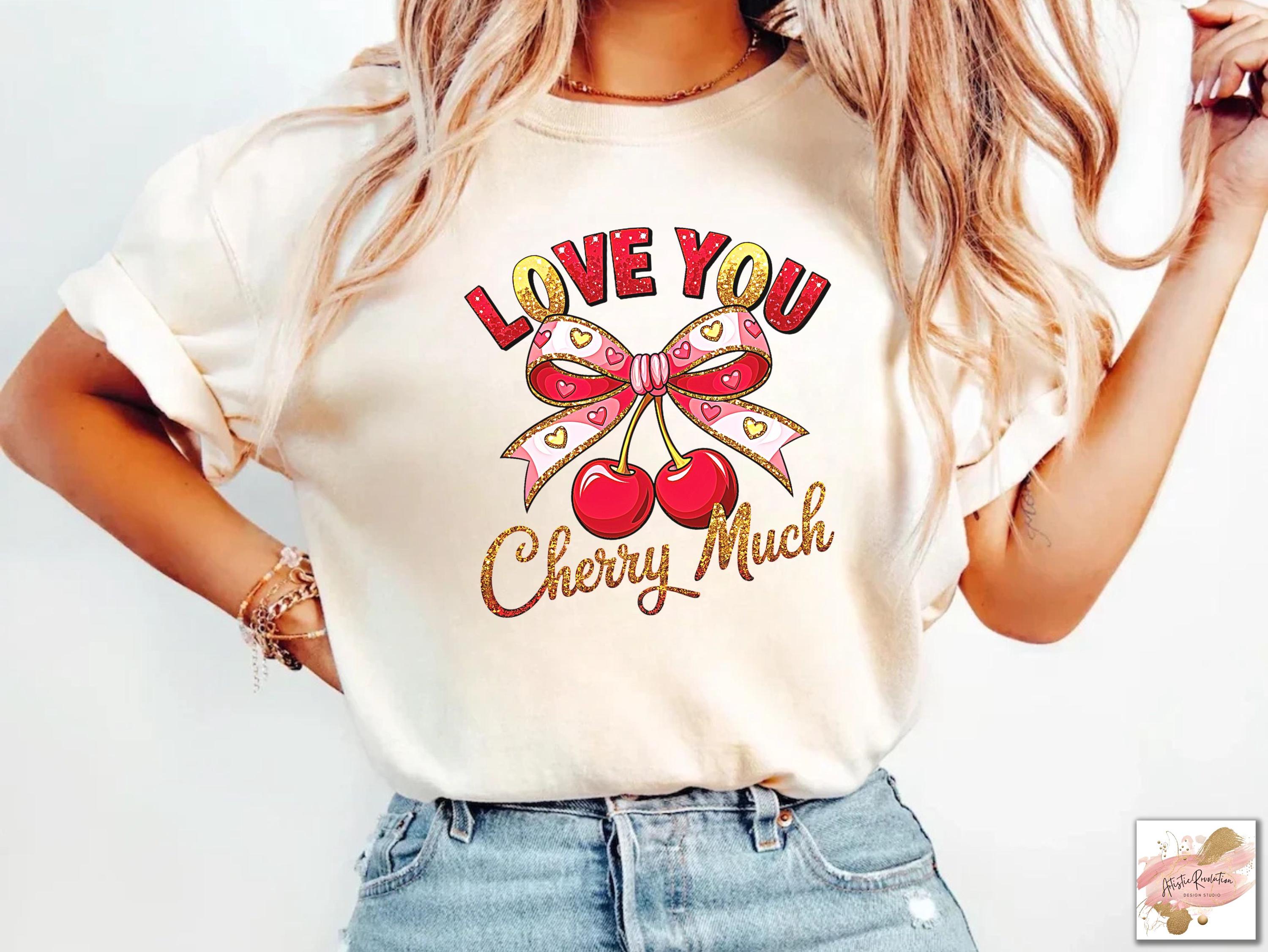 Love You Cherry Much PNG, Valentine Coquette Heart Png, Trendy