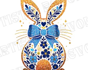 Blue Floral Bunny Chinoiserie Bunny Png Grand Millennial Easter png, Trendy Blue Toile Easter, Preppy Rabbit shirt design, Easter bunny png