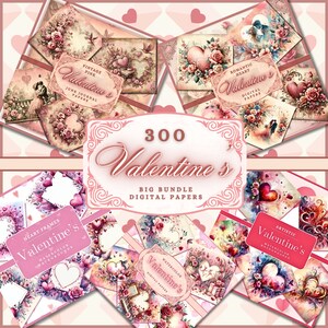 300 Valentines Junk Journal Kit MegaBundle Valentines Day Papers Romantic Shabby Chic Junk Journal Love Junk Journal Pages Love Backgrounds