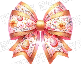 Easter Coquette Bow Png, Easter Coquetter Png, Happy Easter Png, Retro Easter Png, Pink Easter Png, Floral Spring Png Easter Sublimation PNG