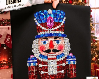 Rhinestone  Glitter Christmas Nutcracker Png Preppy Christmas Png Jeweled Nutcracker Clipart Nutcracker Shirt Png Christmas Sublimation