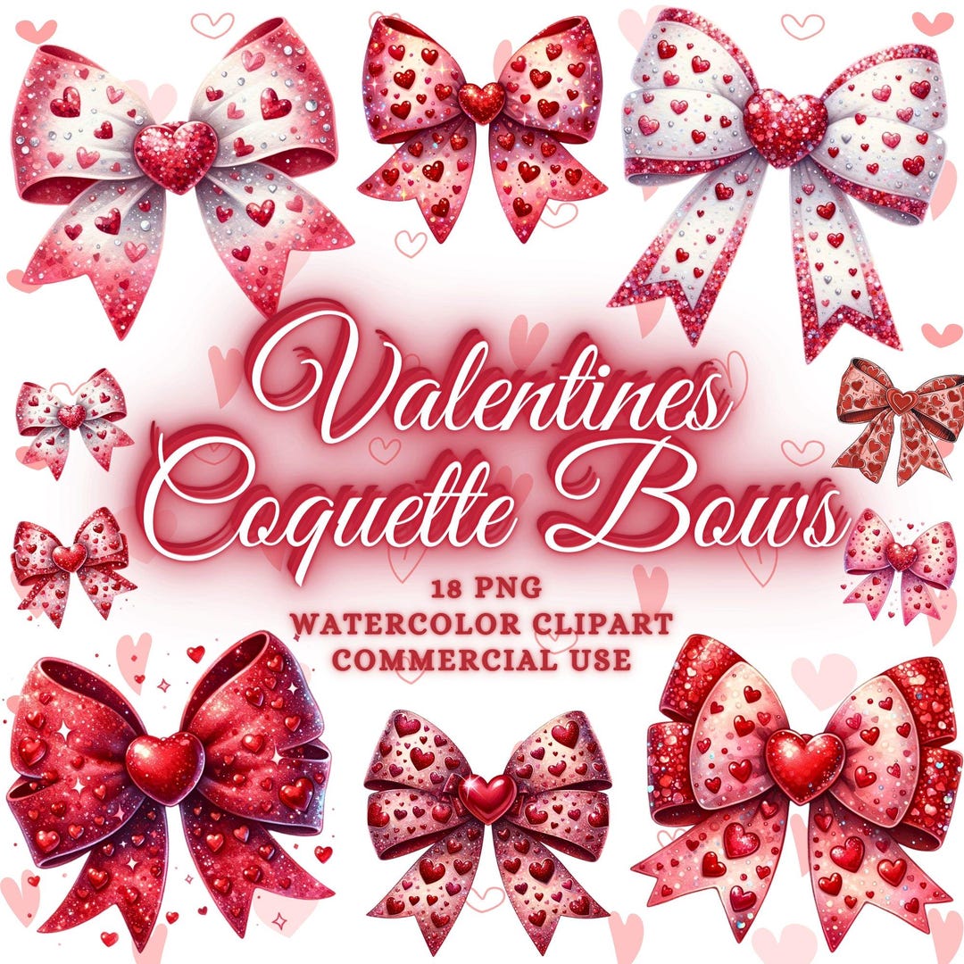 Coquette Glitter Valentine Heart Png, Coquette Valentine Clipart Bundle ...