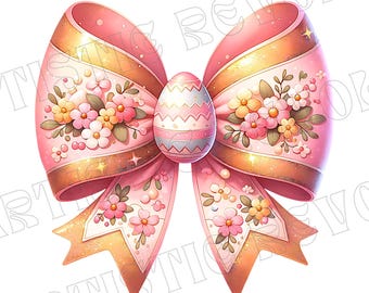 Easter Coquette Bow Png, Easter Coquetter Png, Happy Easter Png, Retro Easter Png, Pink Easter Png, Floral Spring Png Easter Sublimation PNG