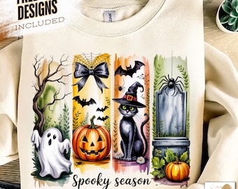 Spooky Season Png, Brushstroke Halloween Ghost Png, Coquette Fall Pumpkin Shirt Design, Halloween Vintage Sublimation, Witchy Vibes Png