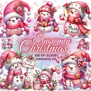 22 Watercolor Cute Snowman Clipart Bundle Festive Snowman Clipart, Christmas Snowmen Clipart Christmas Snowman Graphics, Snowman PNG Graphic