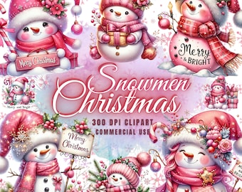 22 Watercolor Cute Snowman Clipart Bundle Festive Snowman Clipart, Christmas Snowmen Clipart Christmas Snowman Graphics, Snowman PNG Graphic
